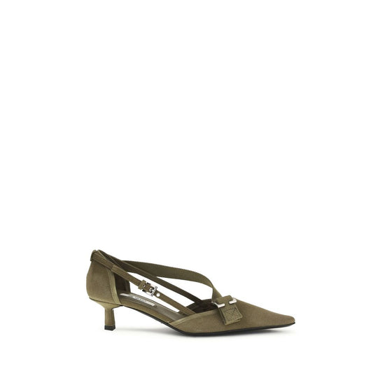 Prada Bicolor Cotton Mid Heel Pumps - Front view