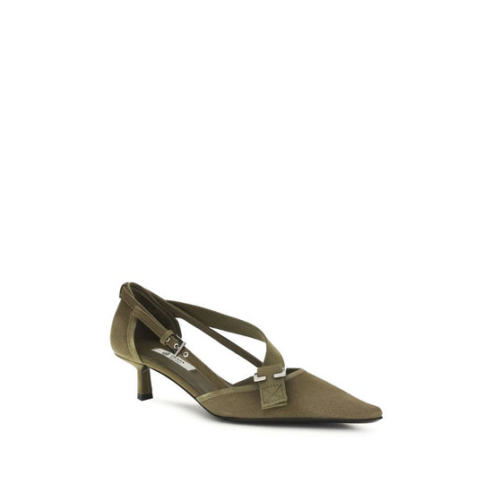 Prada Bicolor Cotton Mid Heel Pumps - Side view