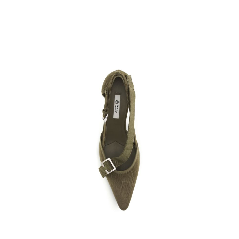 Prada Bicolor Cotton Mid Heel Pumps - Detail view
