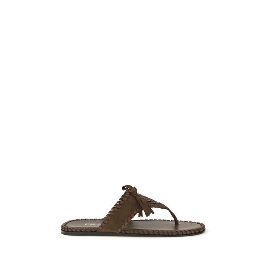 Prada Brown Calf Leather Flat Sandals - SS26 (Ref. PR1Y389OF005008F0324) - Front view