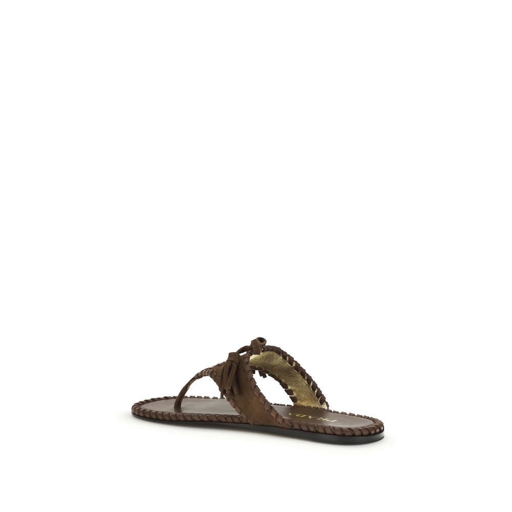 Prada Brown Calf Leather Flat Sandals - SS26 (Ref. PR1Y389OF005008F0324) - Back view