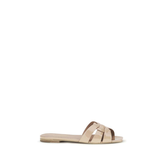 Saint Laurent Multicolor Calf Leather Flat Sandals - Front view