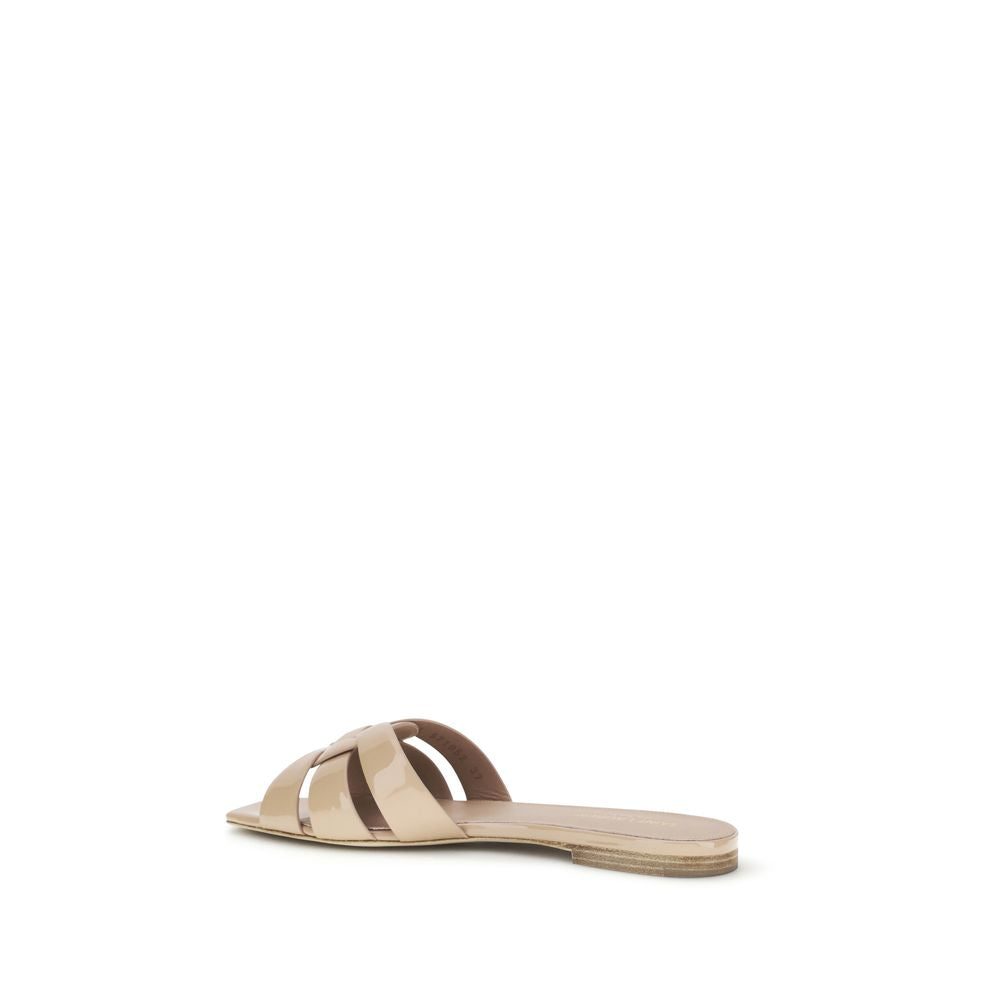 Saint Laurent Multicolor Calf Leather Flat Sandals - Back view
