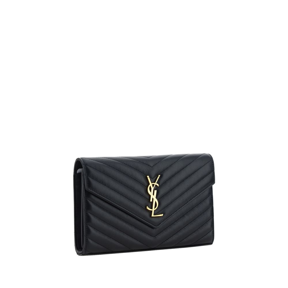 Saint Laurent Black Calf Leather Shoulder Bag - AW26 22.5x14cm - Side view