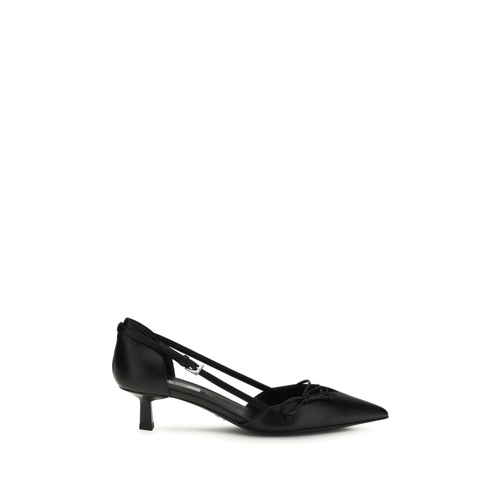 Prada Black Goatskin High Heel Pumps - Front view