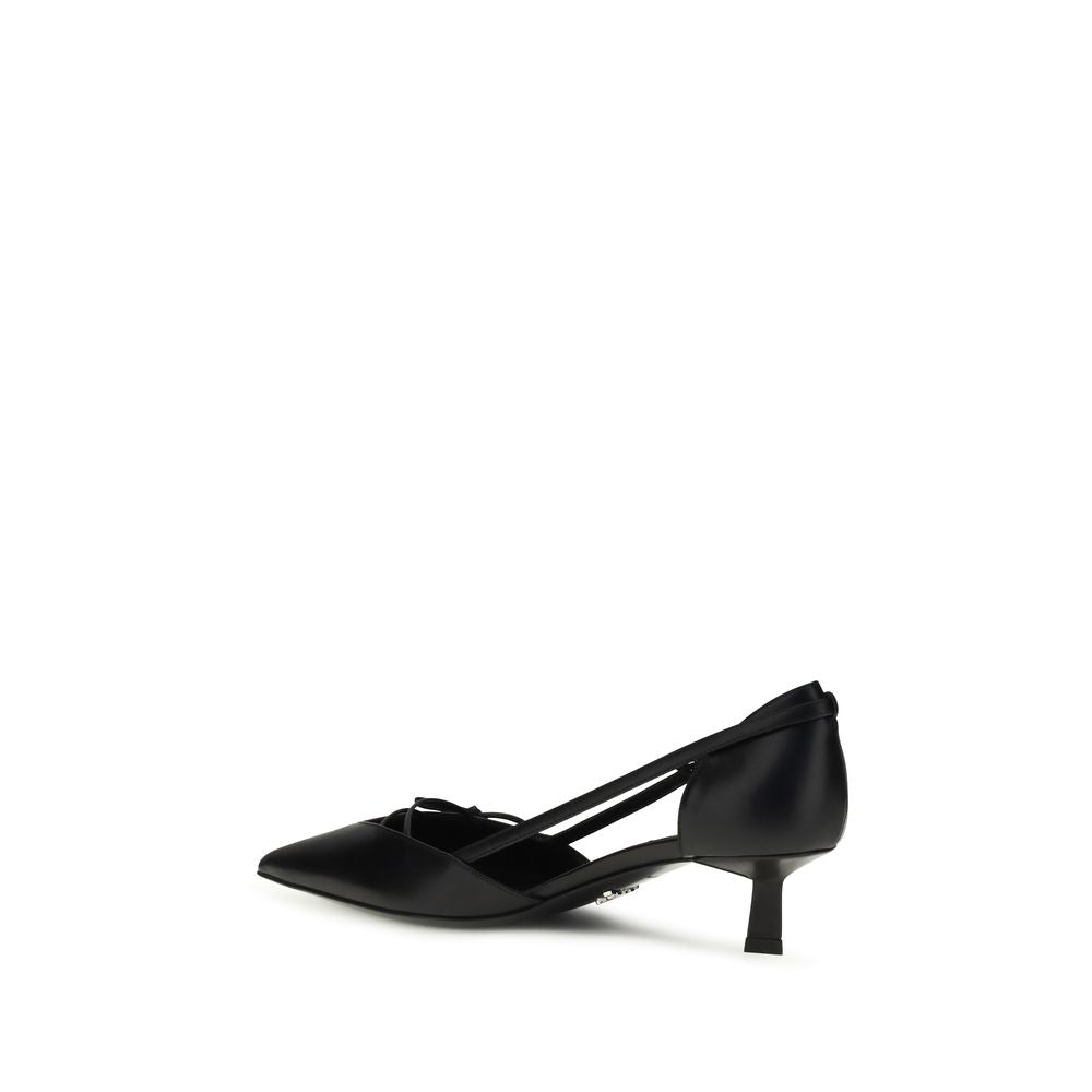 Prada Black Goatskin High Heel Pumps - Back view