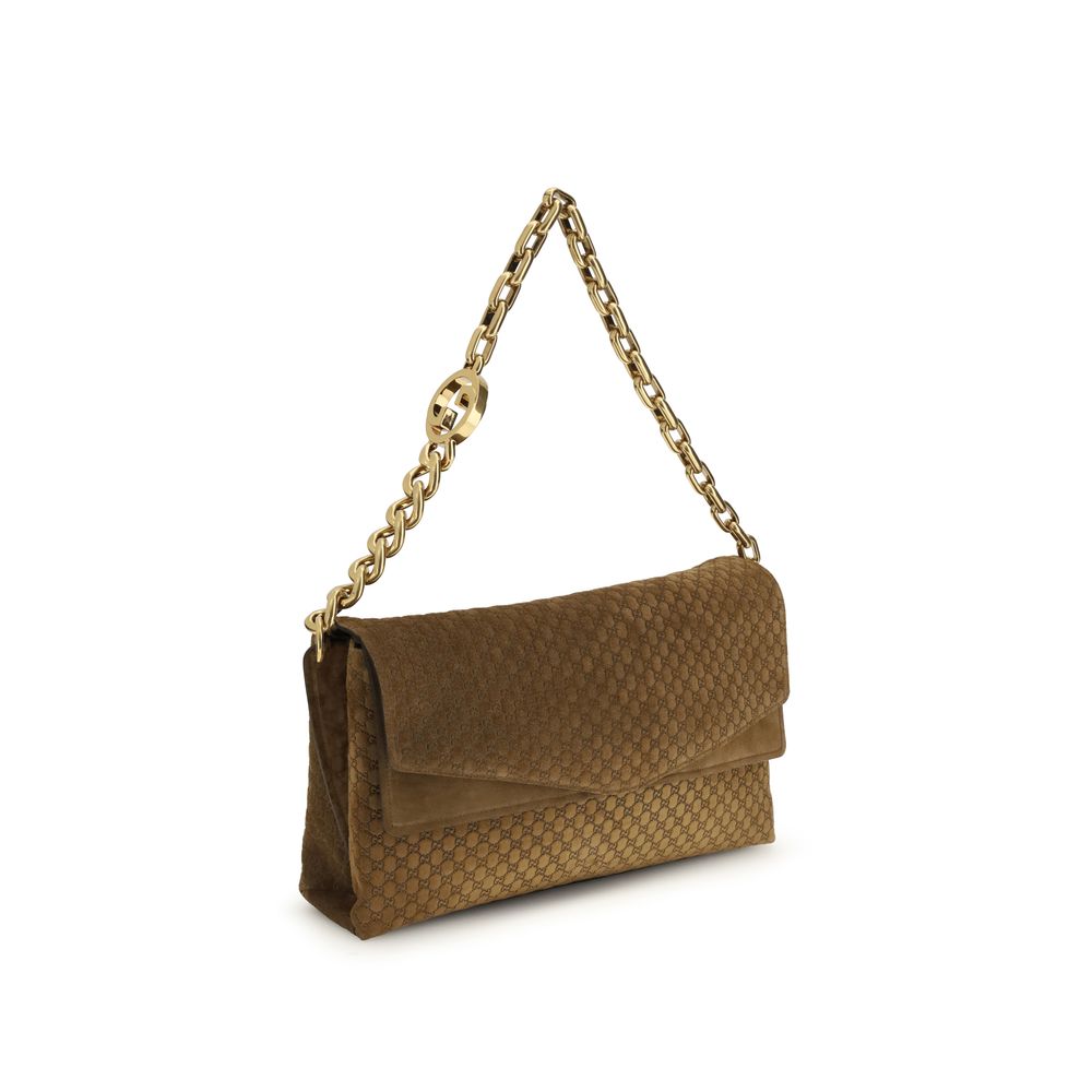Gucci Brown Suede Leather Handbag - Side view