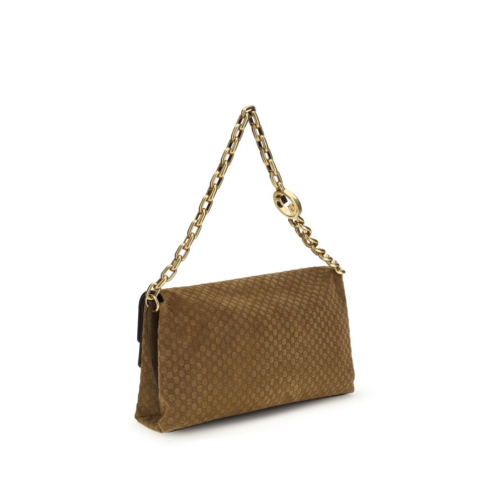 Gucci Brown Suede Leather Handbag - Back view