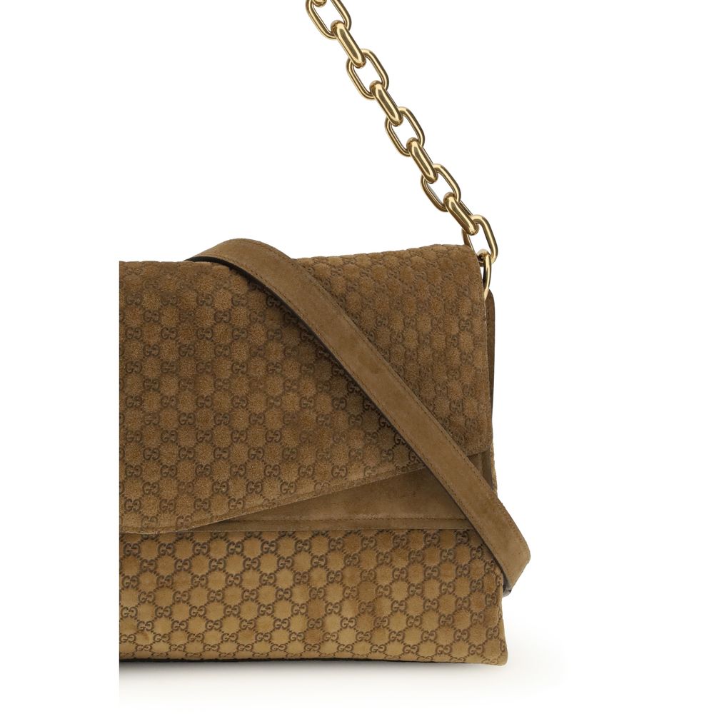 Gucci Brown Suede Leather Handbag - Detail view