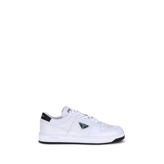 Prada White Calf Leather Low Top Sneakers - Front view