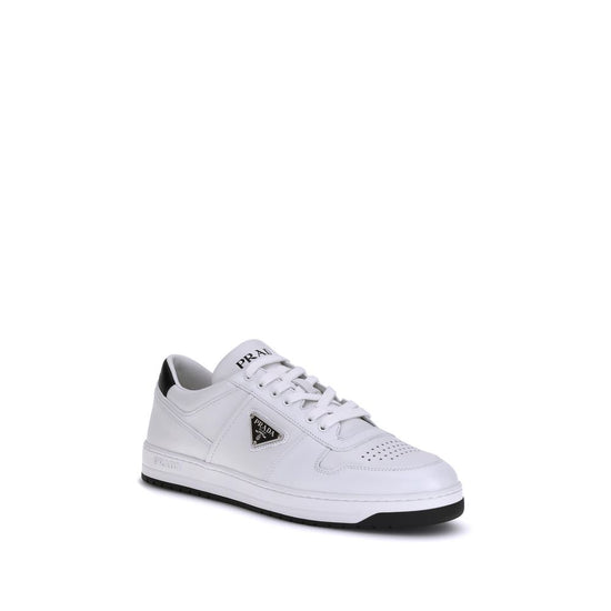 Prada White Calf Leather Low Top Sneakers - Side view