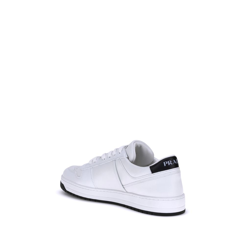Prada White Calf Leather Low Top Sneakers - Back view