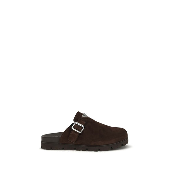 Prada Brown Calf Leather Mules - Front view