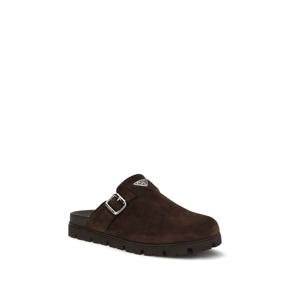 Prada Brown Calf Leather Mules - Side view