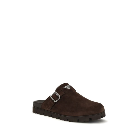 Prada Brown Calf Leather Mules - Side view
