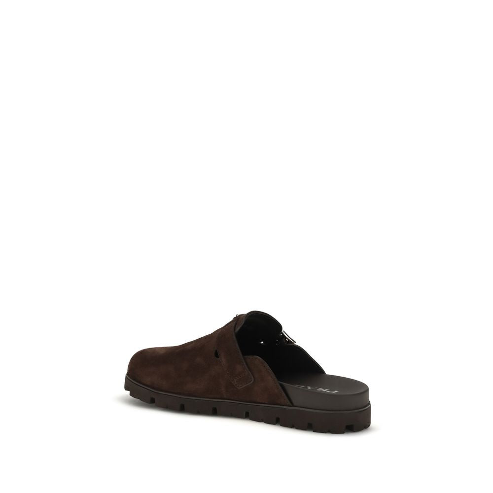 Prada Brown Calf Leather Mules - Back view