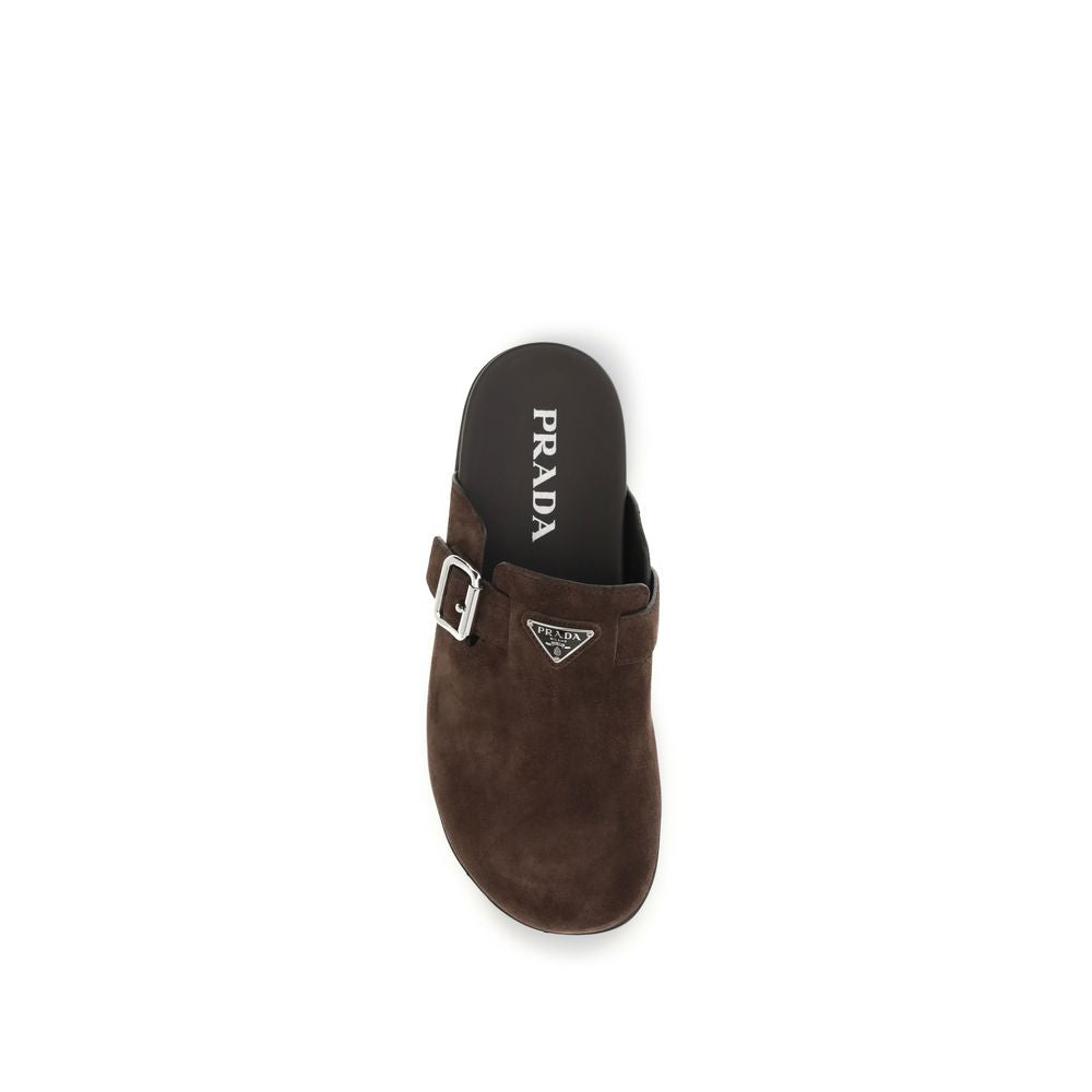Prada Brown Calf Leather Mules - Detail view