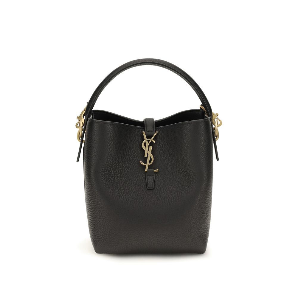 Saint Laurent Black Calf Leather Backet Bag - Front view