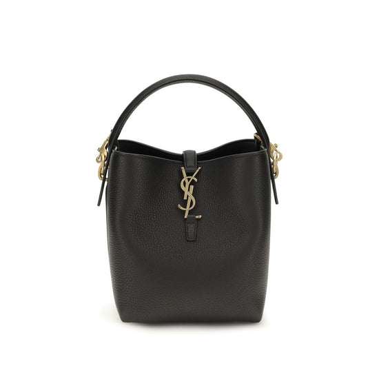 Saint Laurent Black Calf Leather Backet Bag - Front view