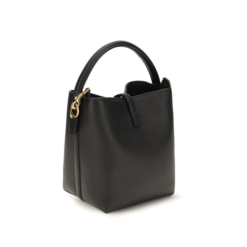 Saint Laurent Black Calf Leather Backet Bag - Back view