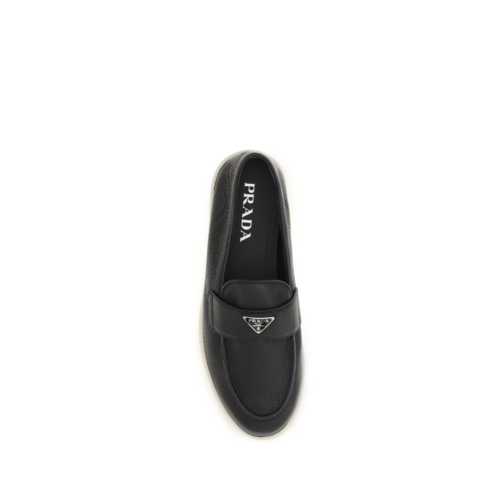 Prada Black Calf Leather Slip On Loafers - AW26 - Detail view