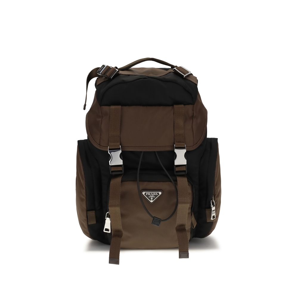 Prada Brown Recycled Polyamide Backpack - SS26 26x35cm - Front view