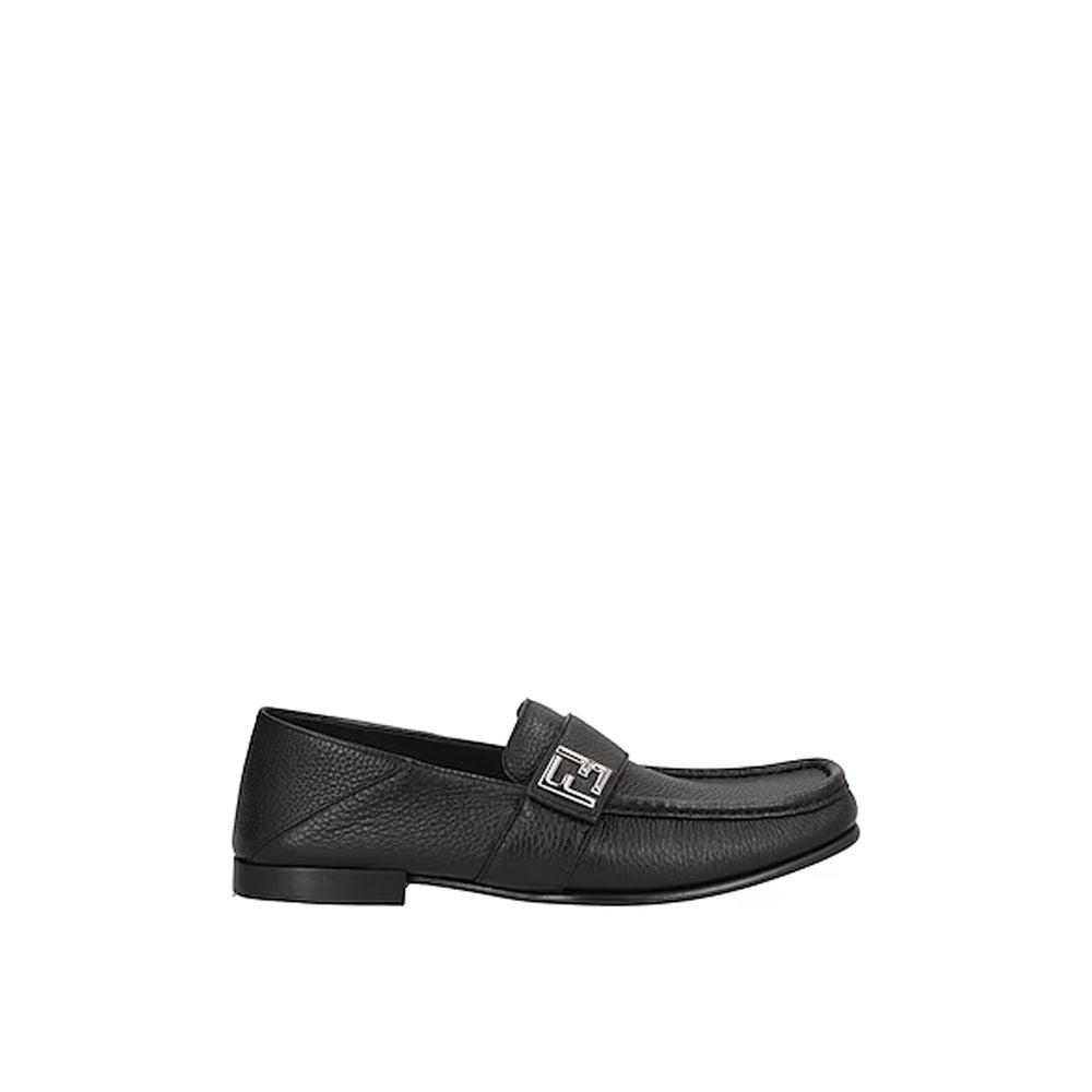 Fendi Black Calfskin Slip-On Loafers - Front view