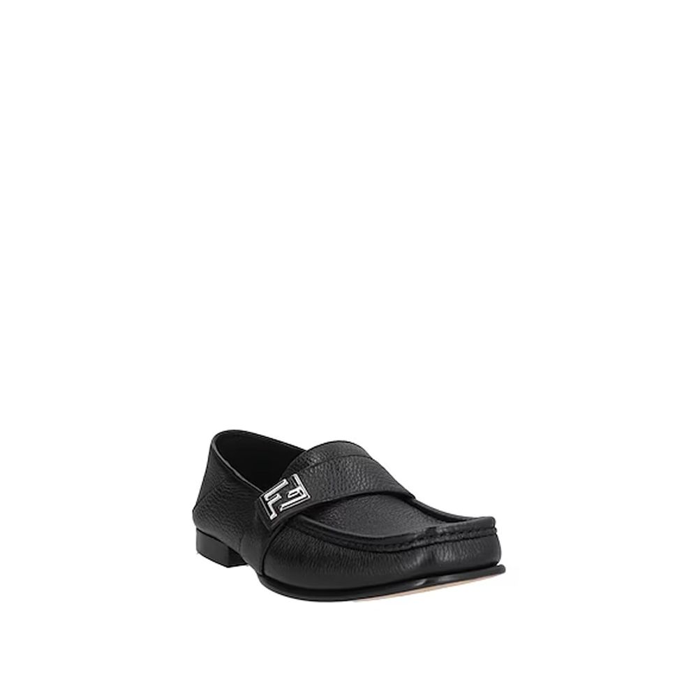 Fendi Black Calfskin Slip-On Loafers - Side view