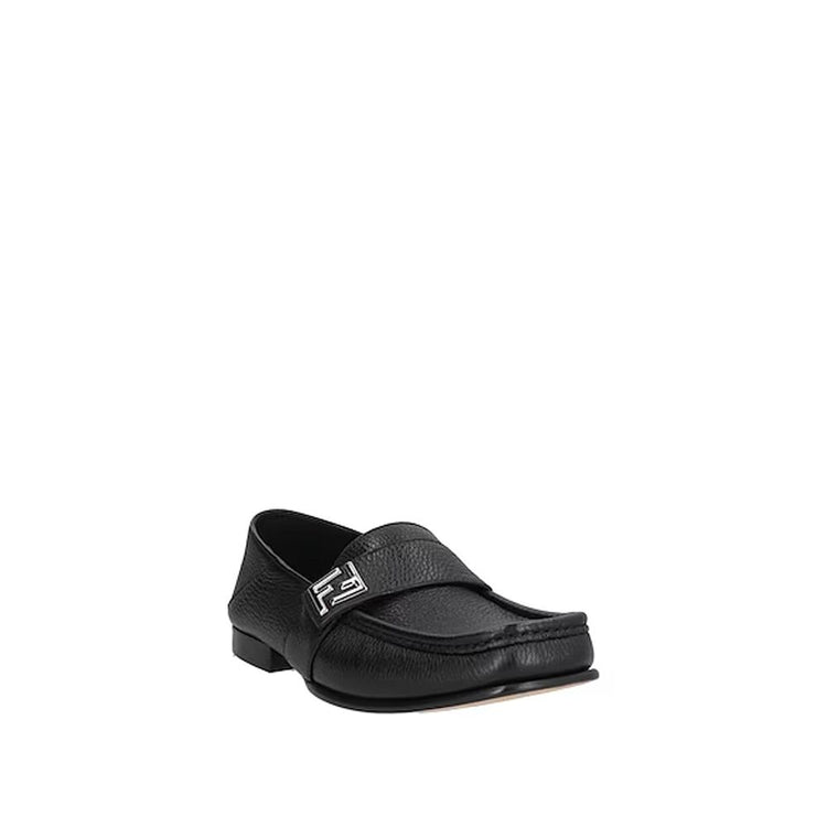 Fendi Black Calfskin Slip-On Loafers - Side view