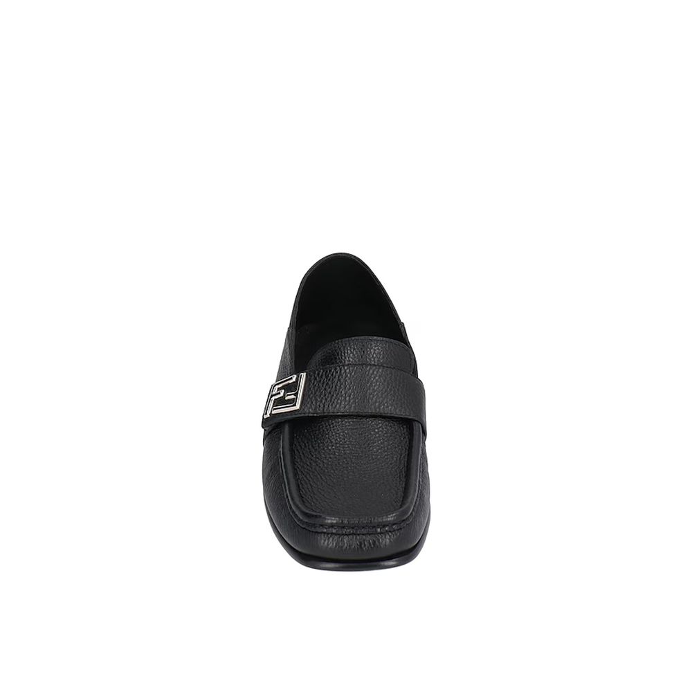 Fendi Black Calfskin Slip-On Loafers - Detail view