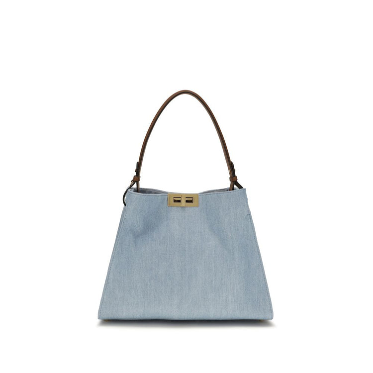 Fendi Blue Cotton Handbag - Front view