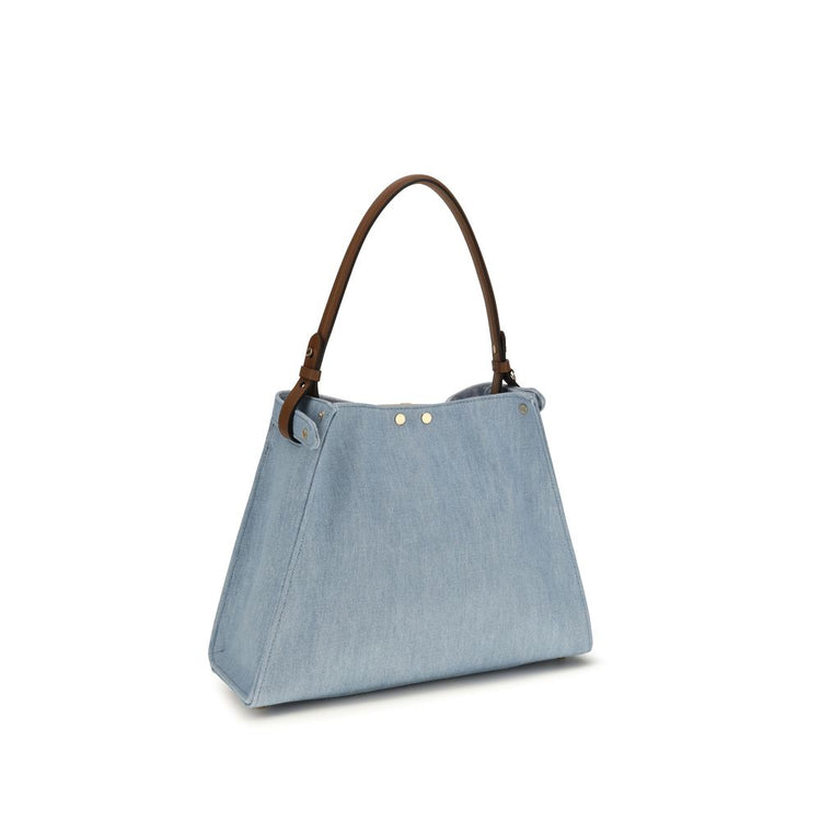 Fendi Blue Cotton Handbag - Back view