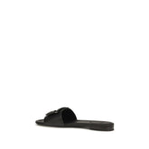Fendi Black Calf Leather Bos Taurus Flat Sandals - Back view