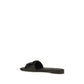 Fendi Black Calf Leather Bos Taurus Flat Sandals - Back view