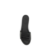 Fendi Black Calf Leather Bos Taurus Flat Sandals - Detail view
