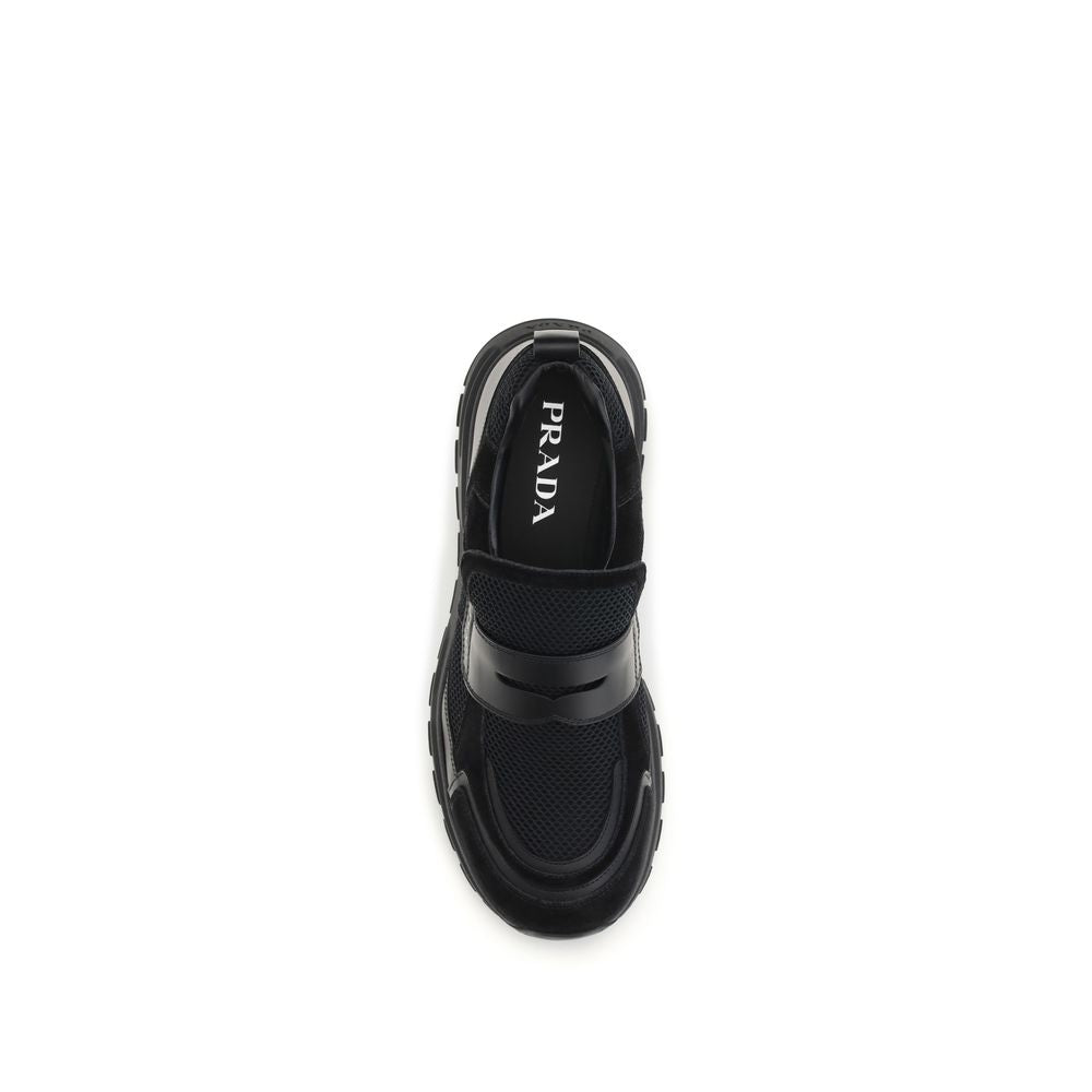 Prada Black Calf Leather Athletic Sneakers - Detail view