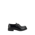 Prada Black Calf Leather Platform Loafers - Front view
