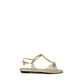 Prada Gold Calf Leather Flat Sandals - Front view