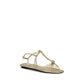 Prada Gold Calf Leather Flat Sandals - Side view