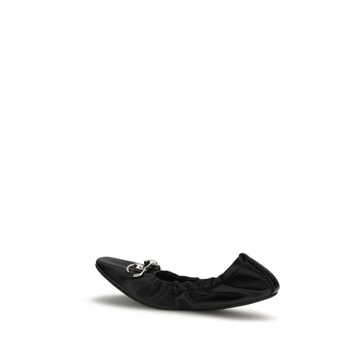 Gucci Black Calf Leather Bos Taurus Ballet Flats - Back view