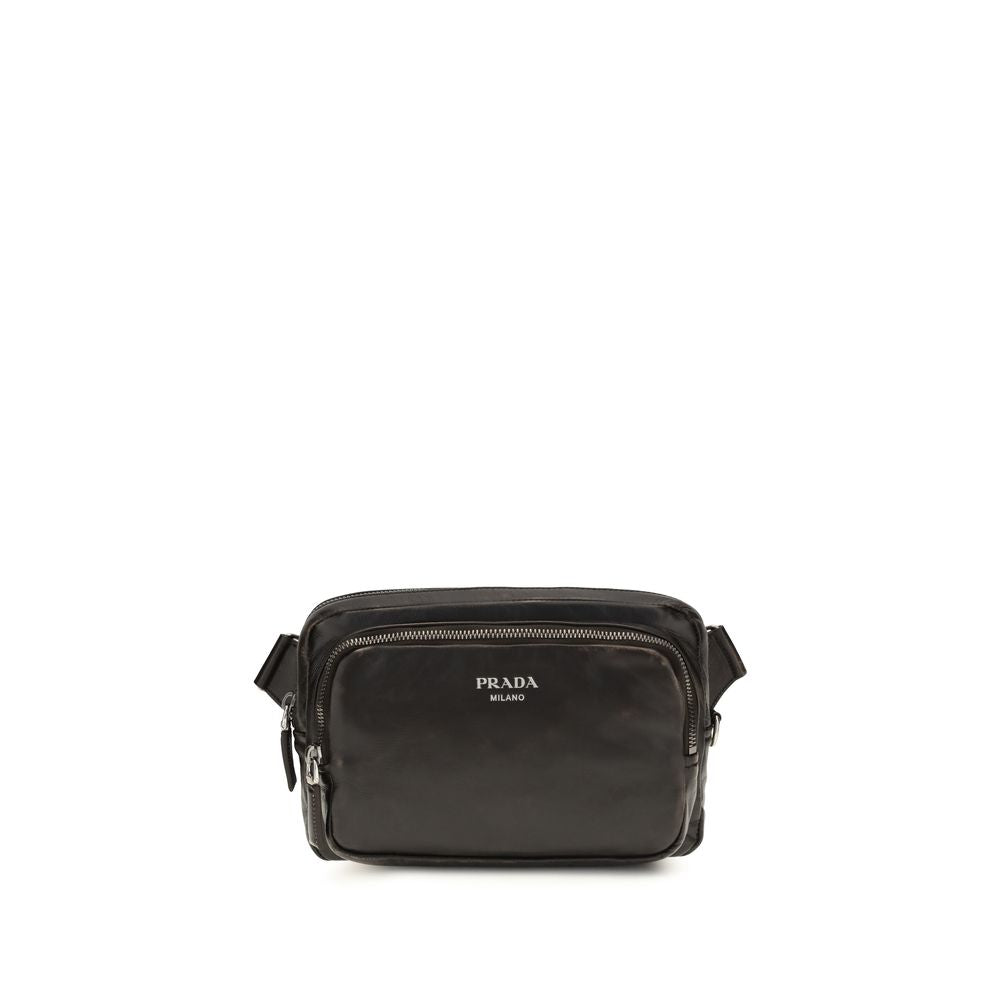 Prada Brown Calf Leather Shoulder Bag - AW26 24x16cm - Front view