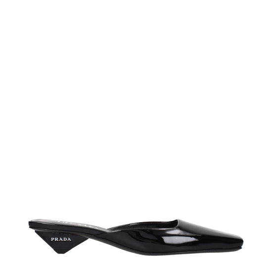 Prada Black Leather Flat Sandals (Ref. PR15582789796105) - Front view