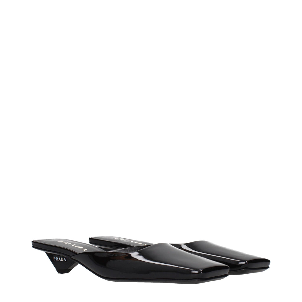 Prada Black Leather Flat Sandals (Ref. PR15582789796105) - Side view