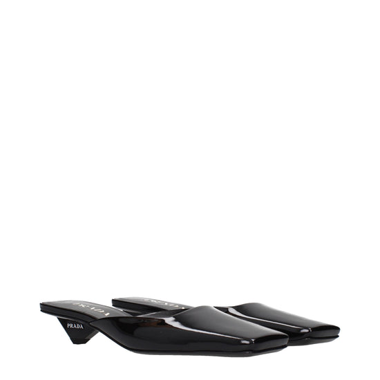 Prada Black Leather Flat Sandals (Ref. PR15582789796105) - Side view