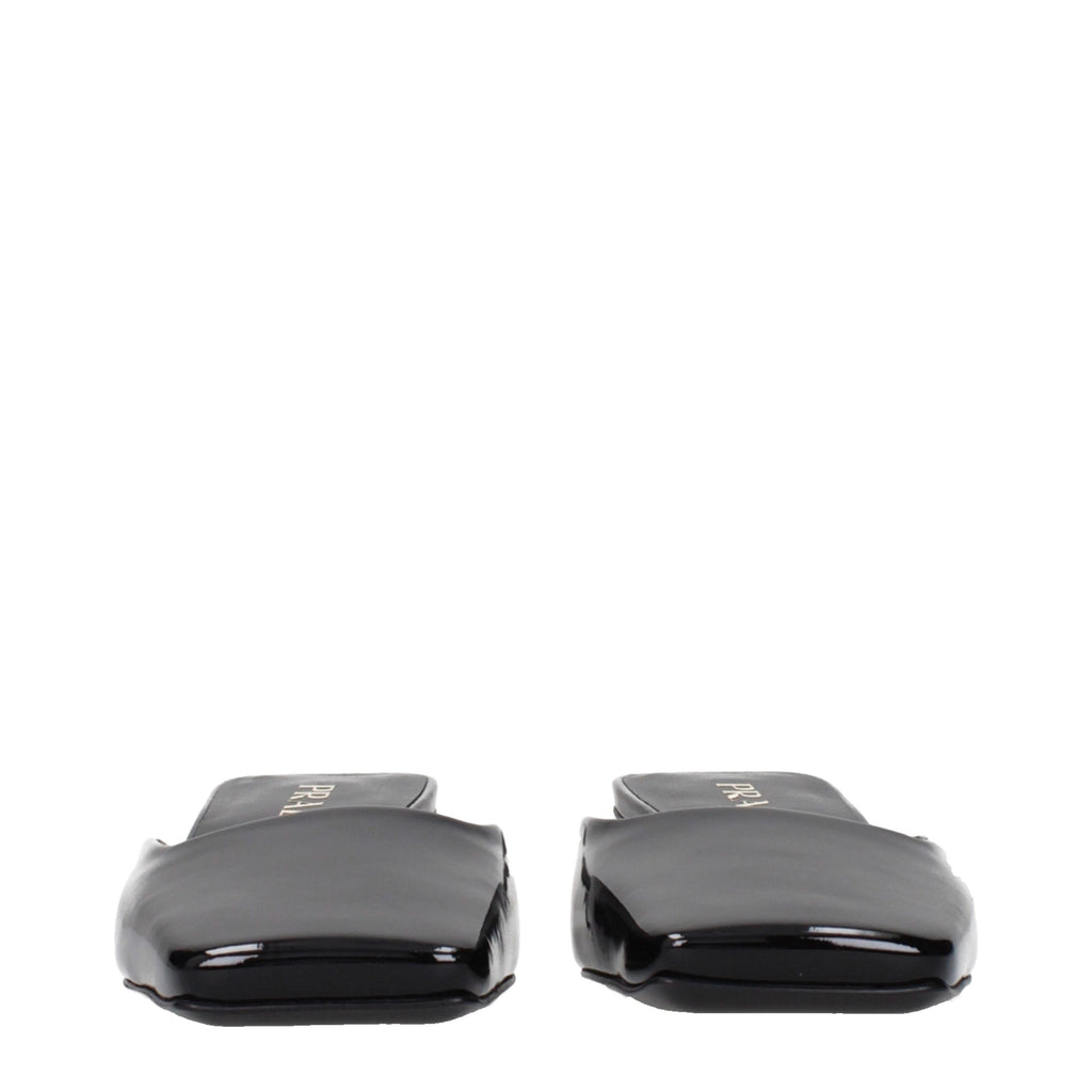 Prada Black Leather Flat Sandals (Ref. PR15582789796105) - Back view