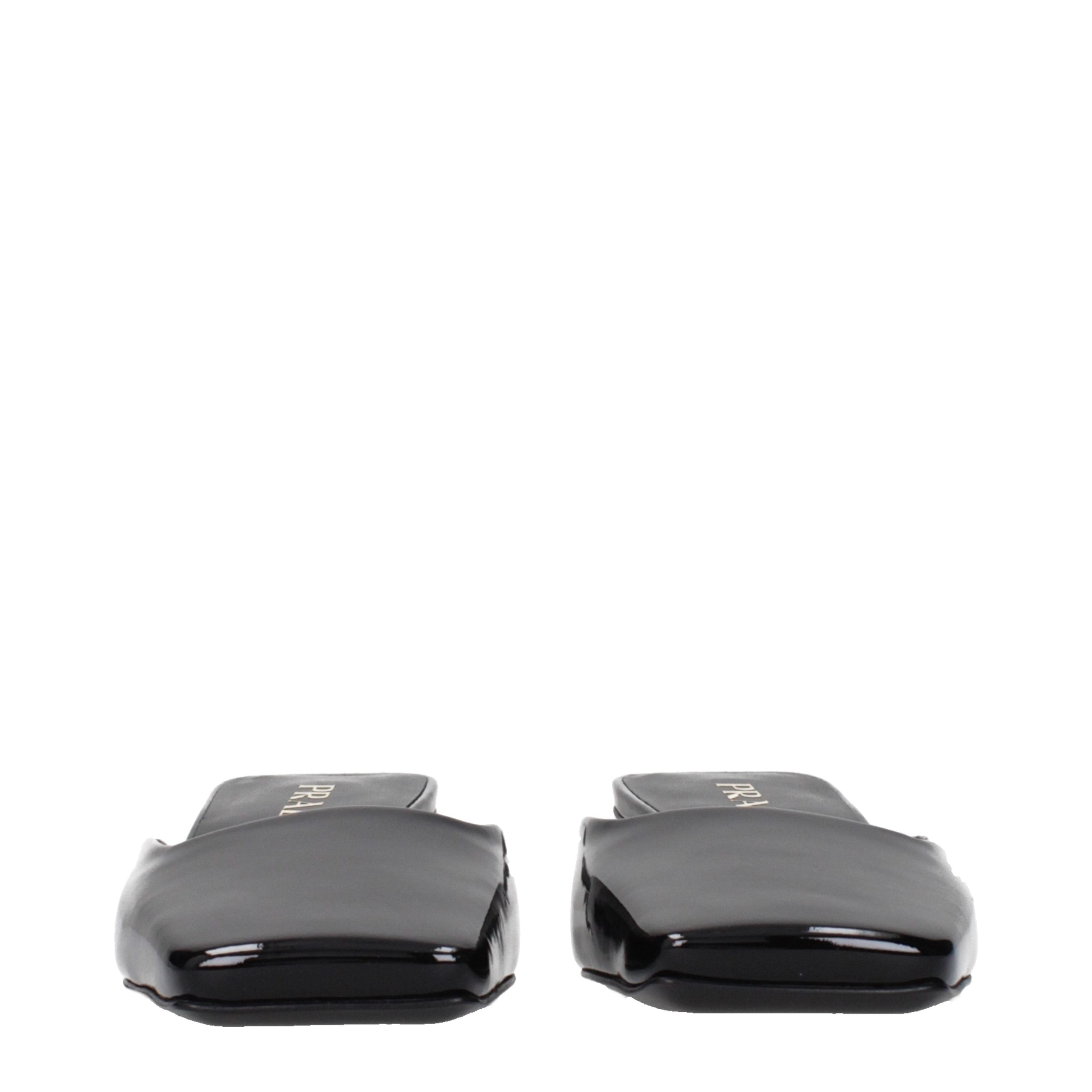 Prada Black Leather Flat Sandals (Ref. PR15582789796105) - Back view