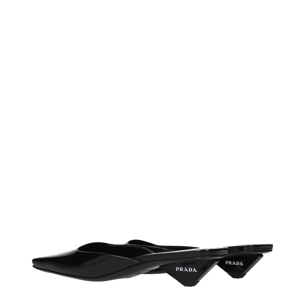 Prada Black Leather Flat Sandals (Ref. PR15582789796105) - Detail view