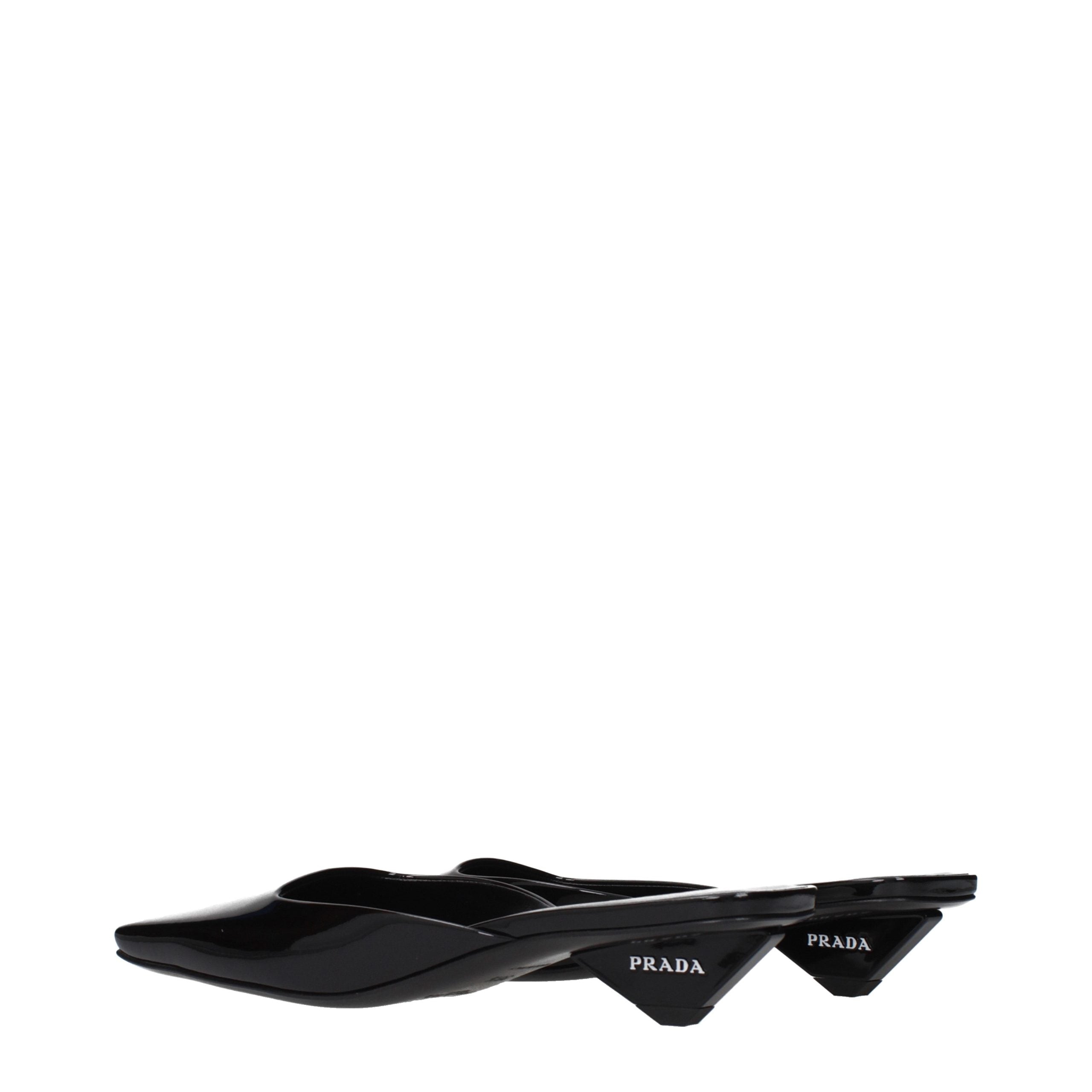 Prada Black Leather Flat Sandals (Ref. PR15582789796105) - Detail view
