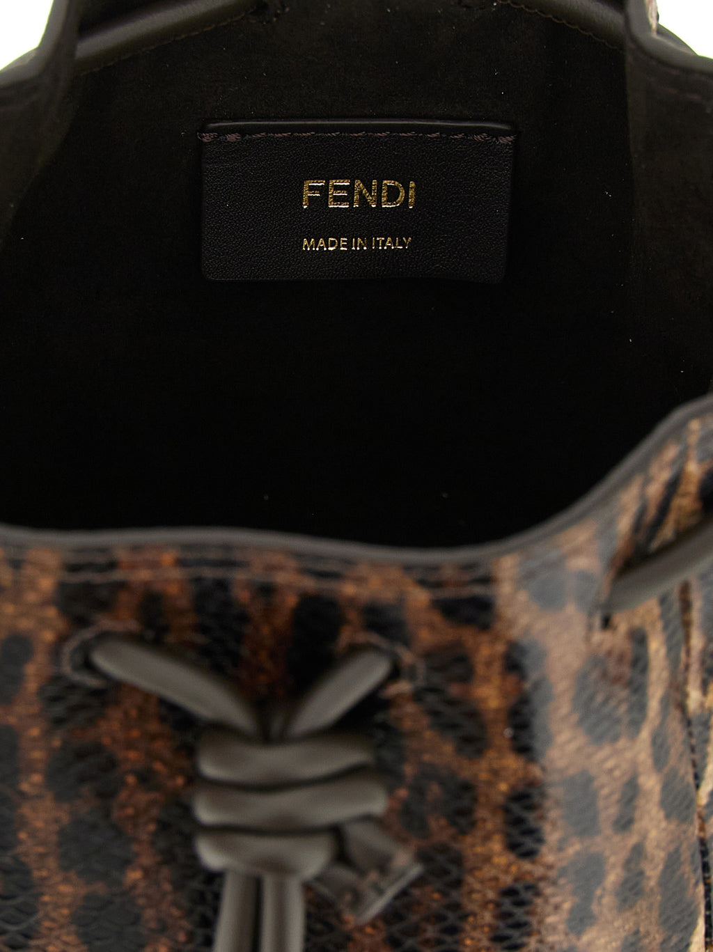 Fendi Brown Velvet Leather Handbag - Detail view