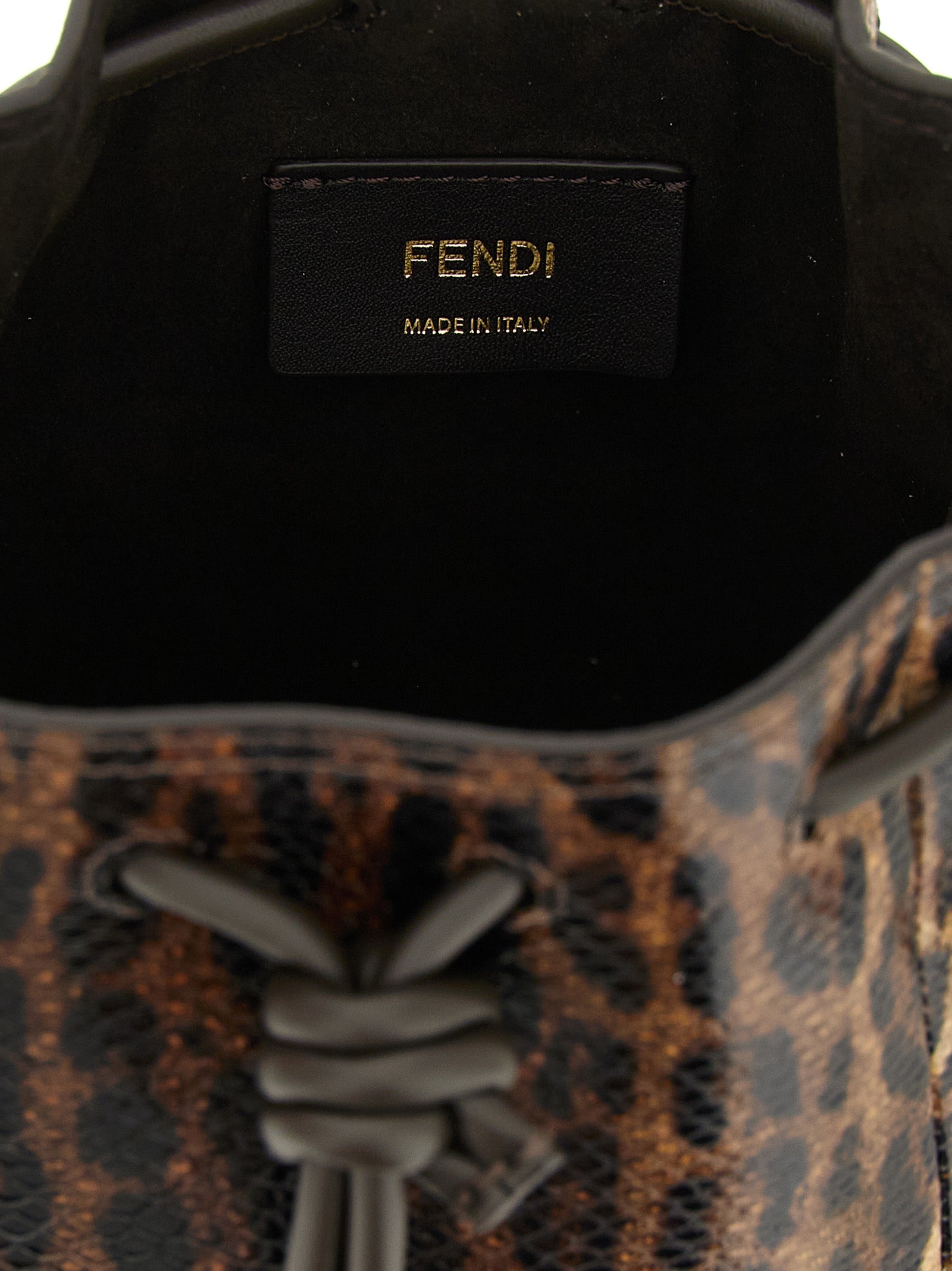 Fendi Brown Velvet Leather Handbag - Detail view